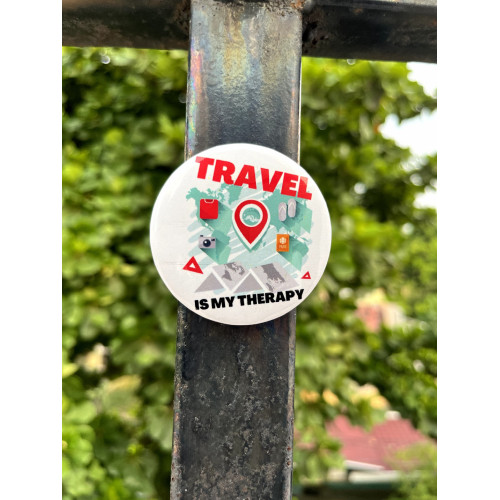 Travel Is My Therapy Badge Pin