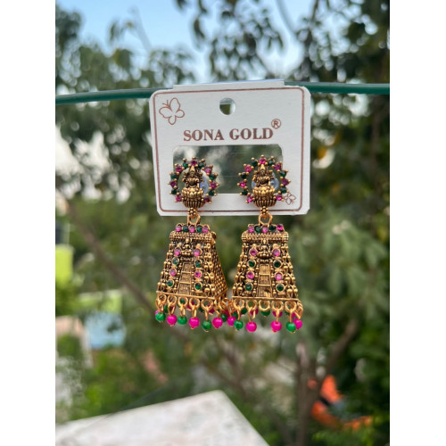 Temple Gopuram Jhumka Earrings