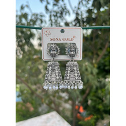 Oxidized Temple Gopuram Jhumkas