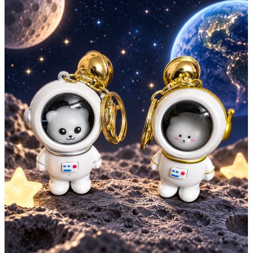 Astronaut - Bear & Cat Light Keychain